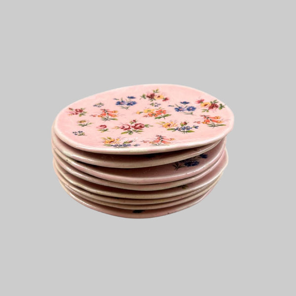 Tiny Moon plates (4.5") - A Sky Full of Flowers (pair)
