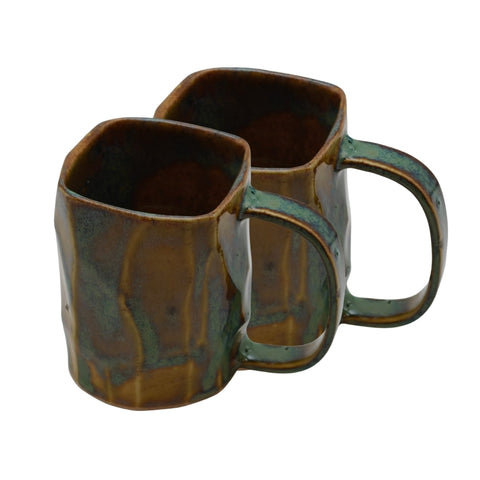 Faceted Square Mugs (Pair)
