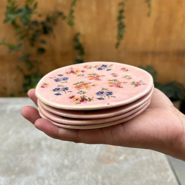 Tiny Moon plates (4.5") - A Sky Full of Flowers (pair)