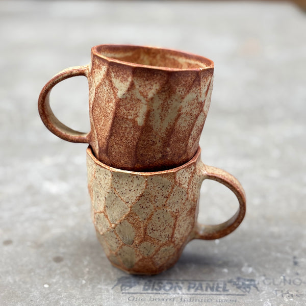Diamond Faceted Mugs (pair)