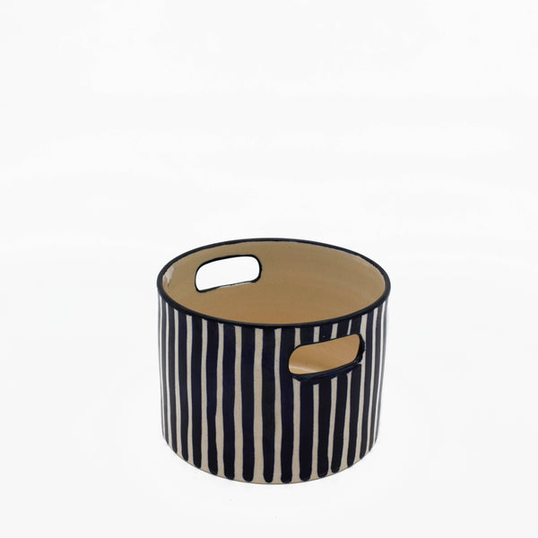 Blue striped vase/ serving bowl medium