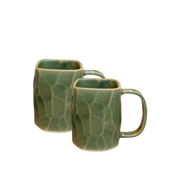 Faceted Square Mugs (Pair)