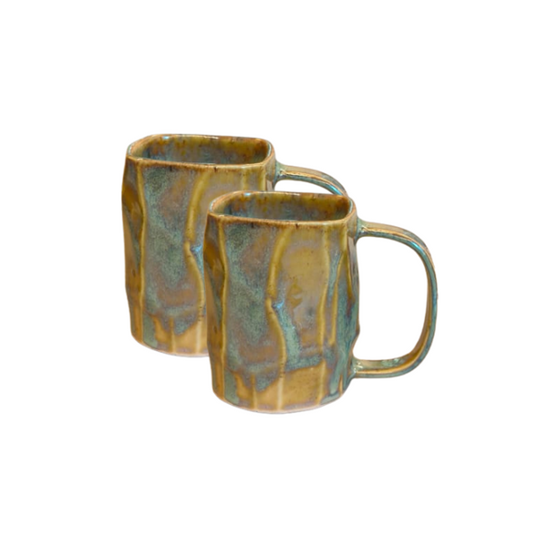 Faceted Square Mugs (Pair)