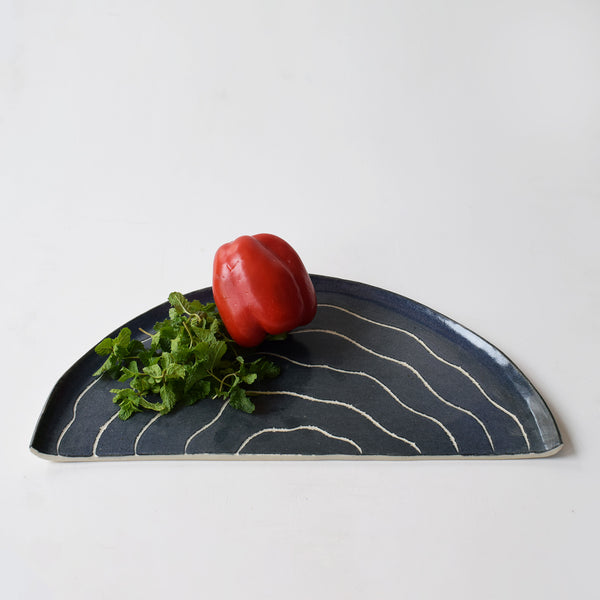 Monochrome Waves Half Platter 15"